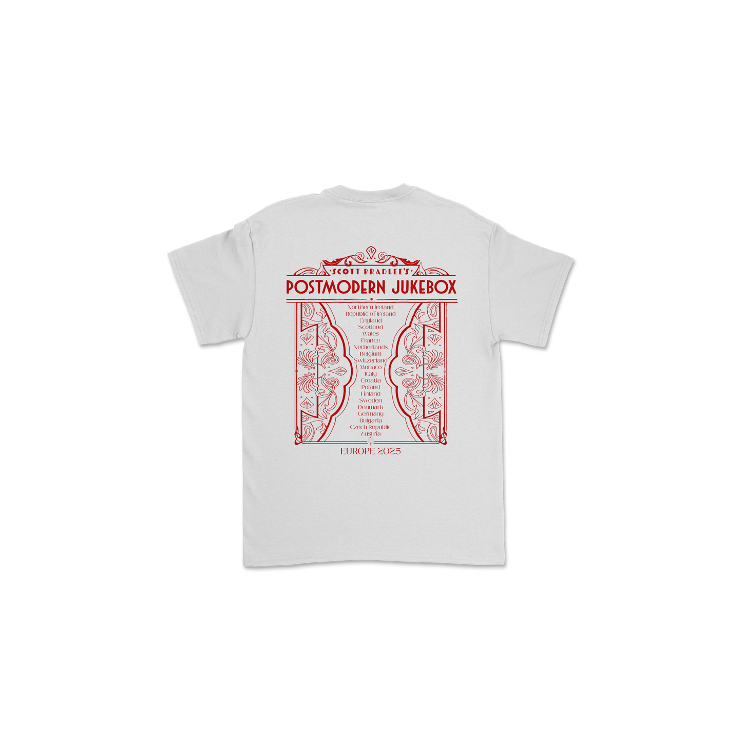 PMJ WHITE POCKET PRINT UK/EU TOUR TEE